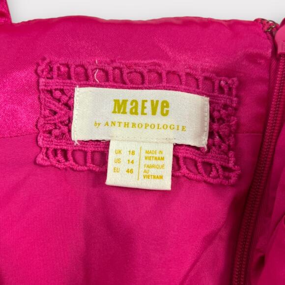 Maeve Bow-Tie Satin Mini Dress Hot Pink US 14 - Picture 7 of 13